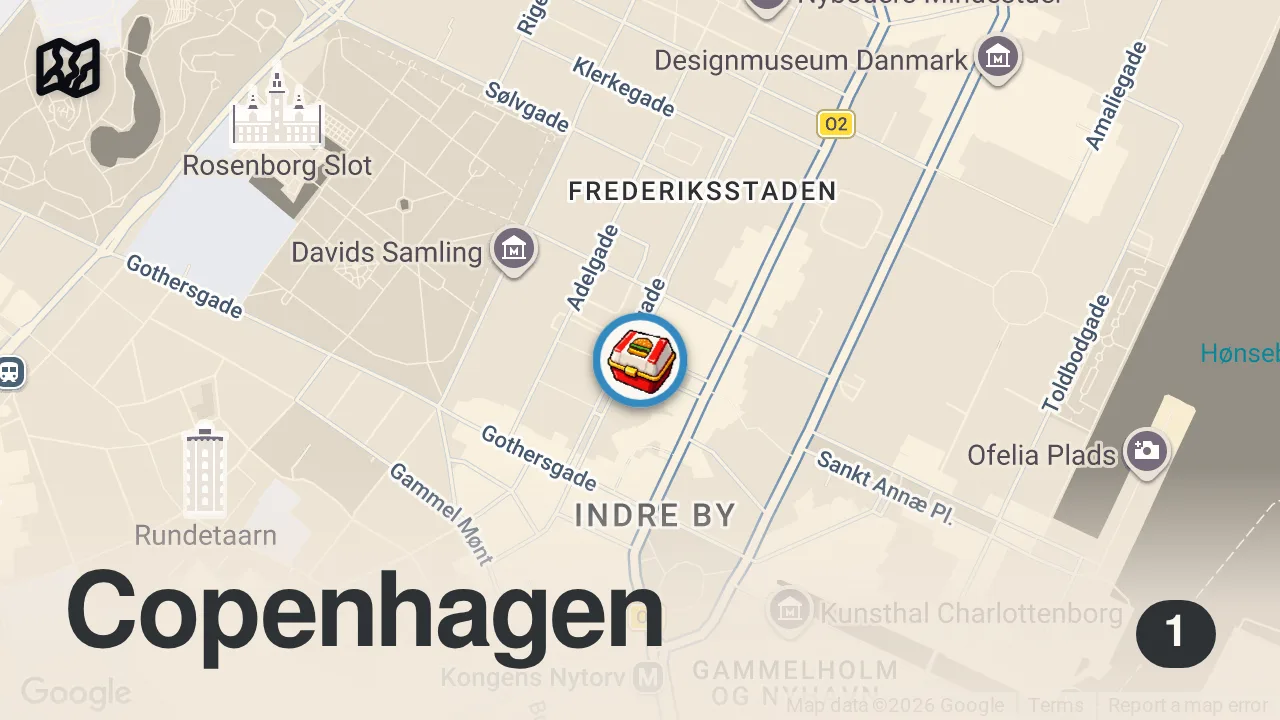 Map of 1 spot from Is GASOLINE GRILL the BEST BURGER in Copenhagen? | Our Burger Crawl