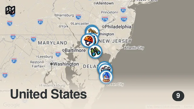 Map of 10 Best things to do in Delaware