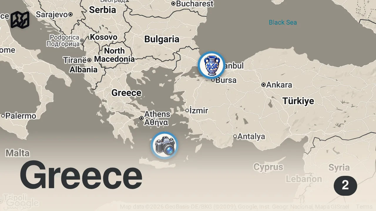 Map of 2 spots from The best and worst things I ate in Greece (part 2) #shorts