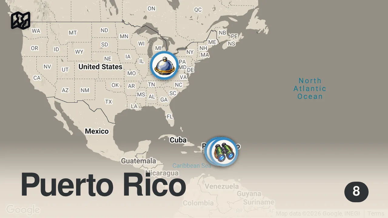 Map of 8 spots from PUERTO RICO: 10 Most Common Tourist MISTAKES (2025 Travel Guide) (San Juan + More)