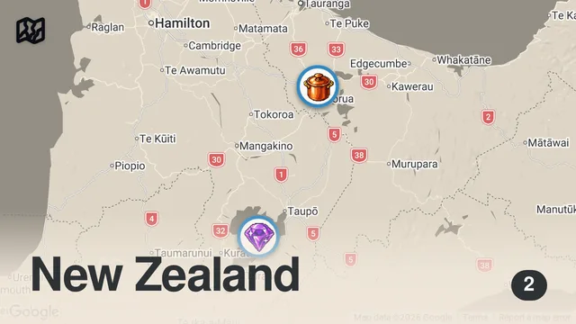 Map of New Zealand Road Trip | Van Life Lake Rotorua to Taupo