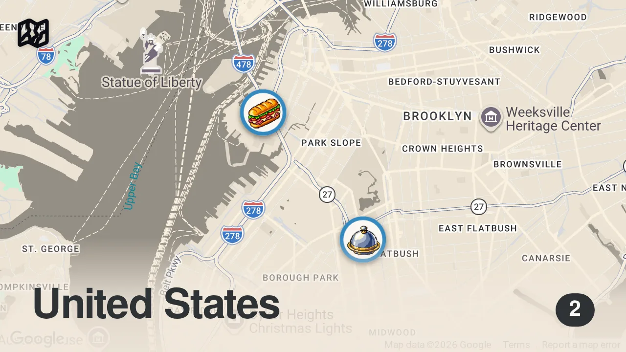 Map of 2 spots from George Motz loves this schnitzel in NYC #shorts #food