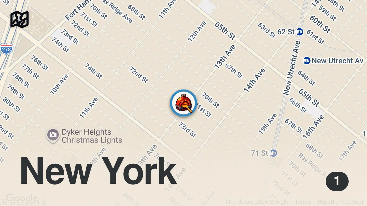 Map of 1 spot from The TOP 3 slices at Krispy Pizza ๐ #shorts #pizza #foodies #pizzalover