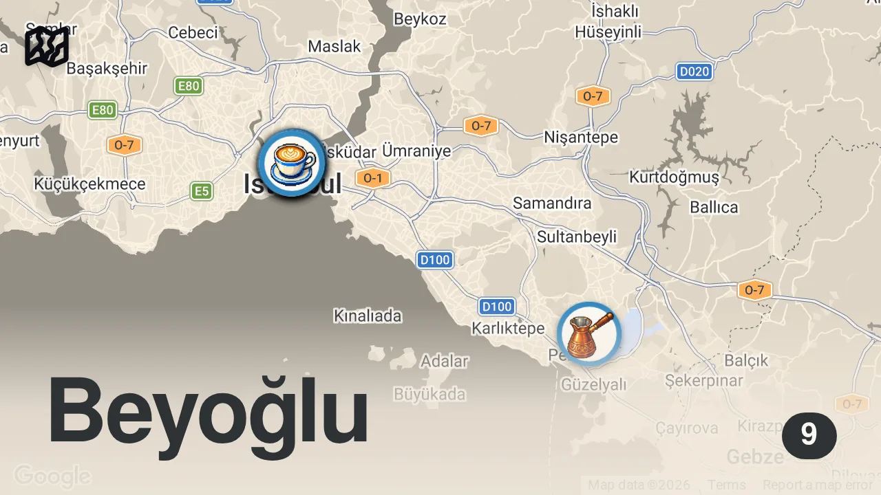 Map of 9 spots from KARAKÖY'DE BİR GÜNDE NE YENİR!!!