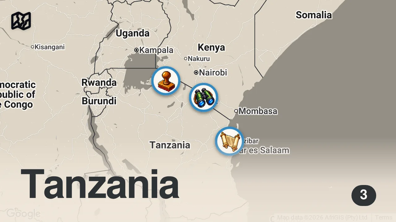 Map of 3 spots from I Wish These Weren't My First Impressions Of Tanzania, Dar es Salaam - (everything went wrong) 🇹🇿