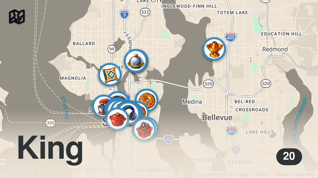Map of 20 spots from my seattle guide | EVERYTHING you should EAT + DO in seattle