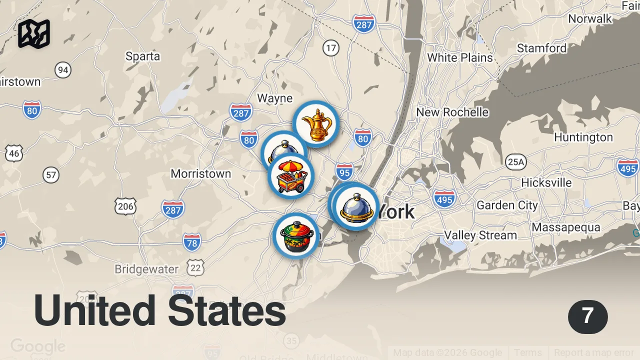 Map of 7 spots from Trying Viral Tiktok Food in New Jersey