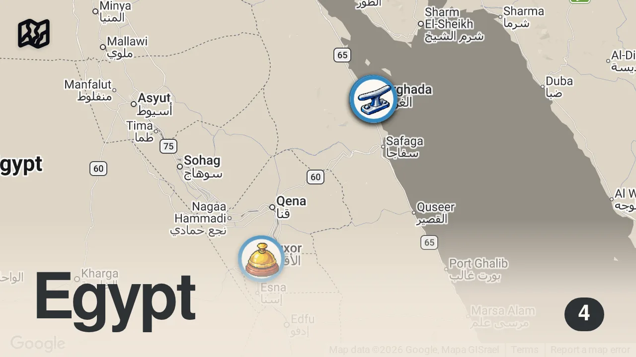Map of 4 spots from Things Got More Adventurous In Egypt, Hurghada 🇪🇬