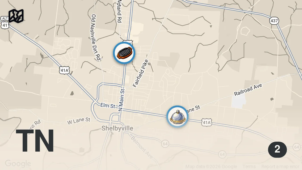 Map of 2 spots from Letting Strangers Decide Where I Eat For 24 Hours