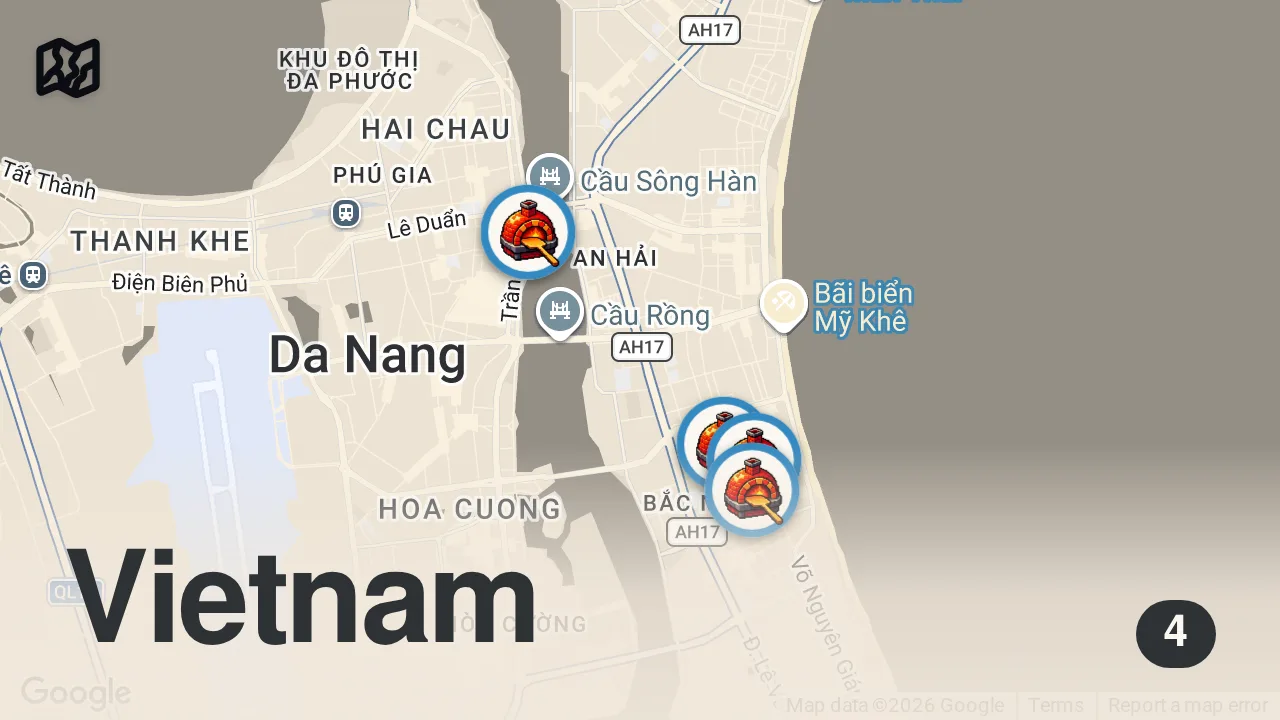 Map of 4 spots from Real ITALIAN PIZZA in Vietnam – Italians Will Hate This?