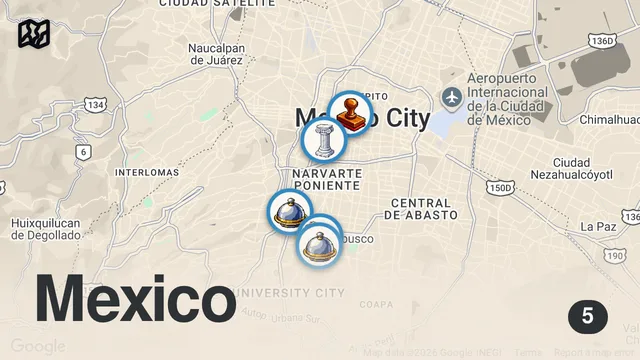 Map of Unbelievable Street Art of MEXICO CITY | CDMX Travel Vlog