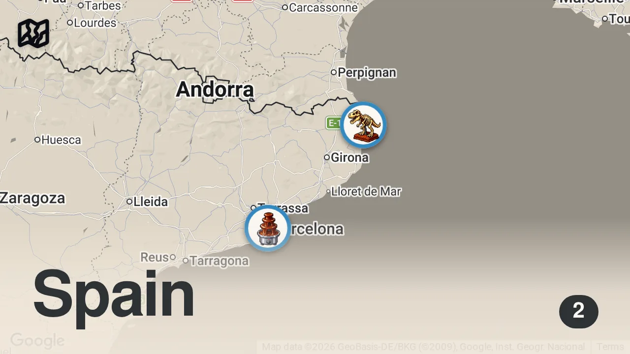 Map of 2 spots from The Future of Dessert?! | Anthony Bourdain: No Reservations | Travel Channel