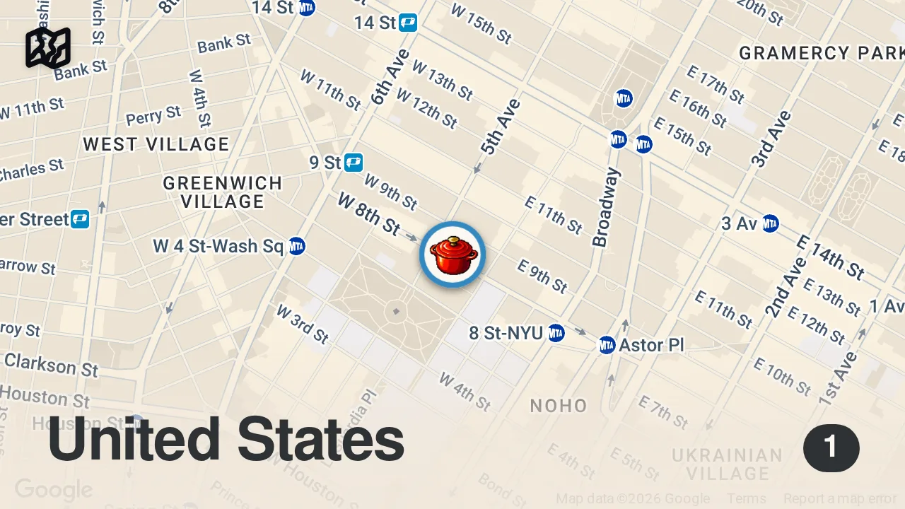 Map of 1 spot from NY Times Affordable Eats 2/10