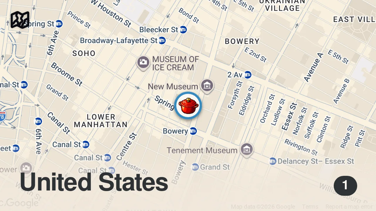 Map of 1 spot from The Cast of 'Super Troopers 3' Eats a Whole Pig and Battles Over Food Crimes — Let's Do Lunch
