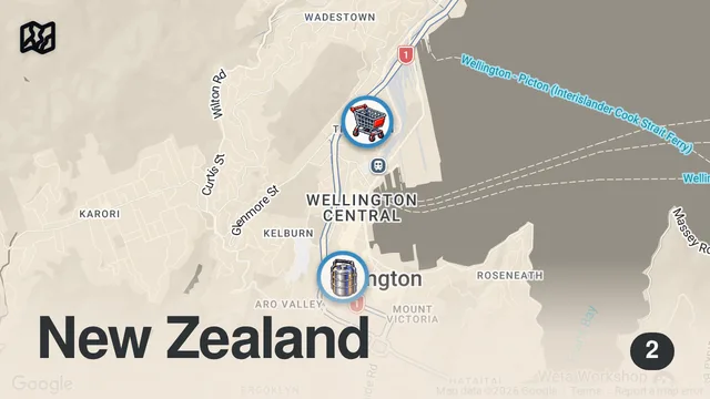 Map of A Day In Wellington &  Ferry to South Island New Zealand