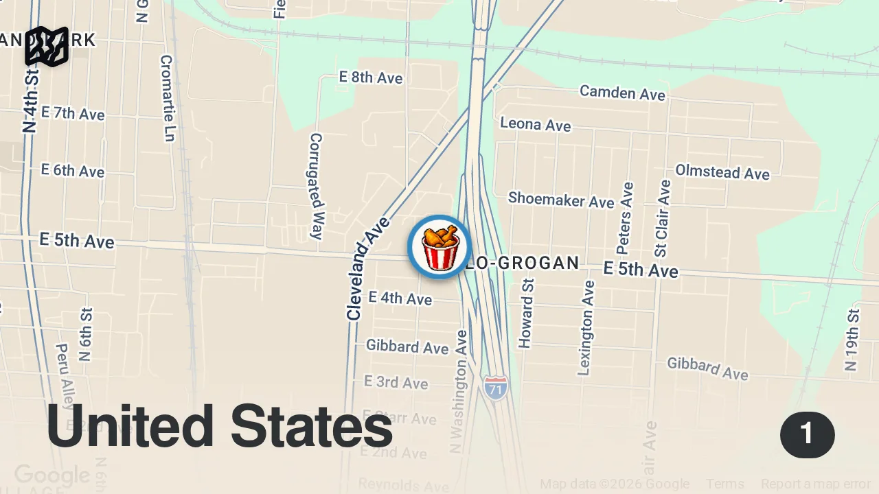Map of 1 spot from I tried the Stranger Things KFC burger 😱