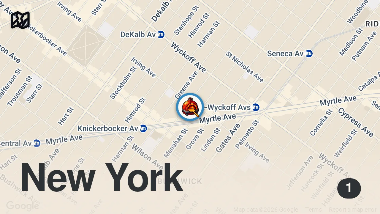 Map of 1 spot from Is this the best pizza in NYC? #pizza #pizzareview #pizzalover