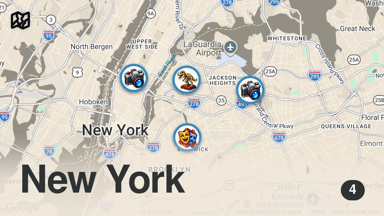 Map of 4 spots from The Best Places to Eat in NYC (Restaurants, Street Food, & More) | Official 2026 Guide!