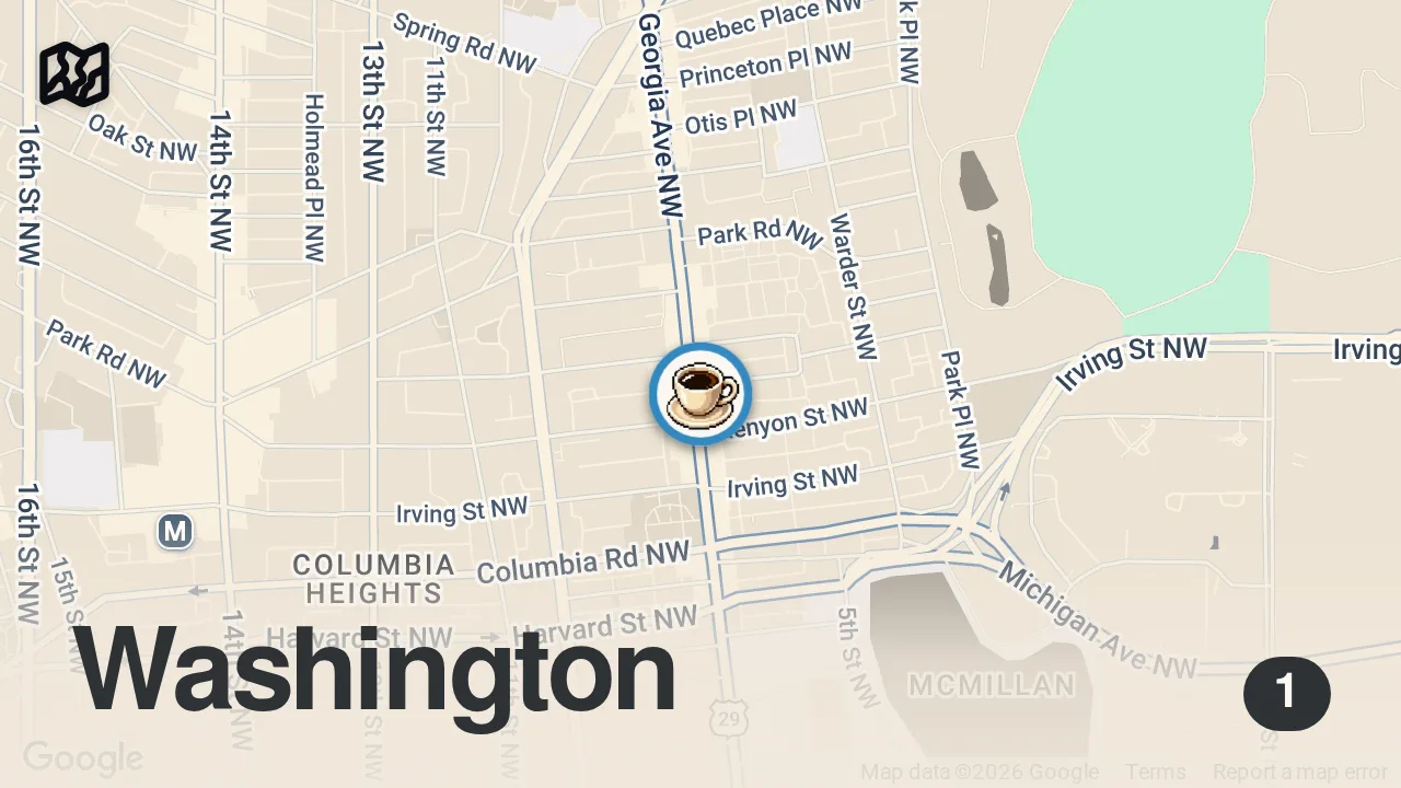 Map of 1 spot from Ethiopian Breakfast is a Must!