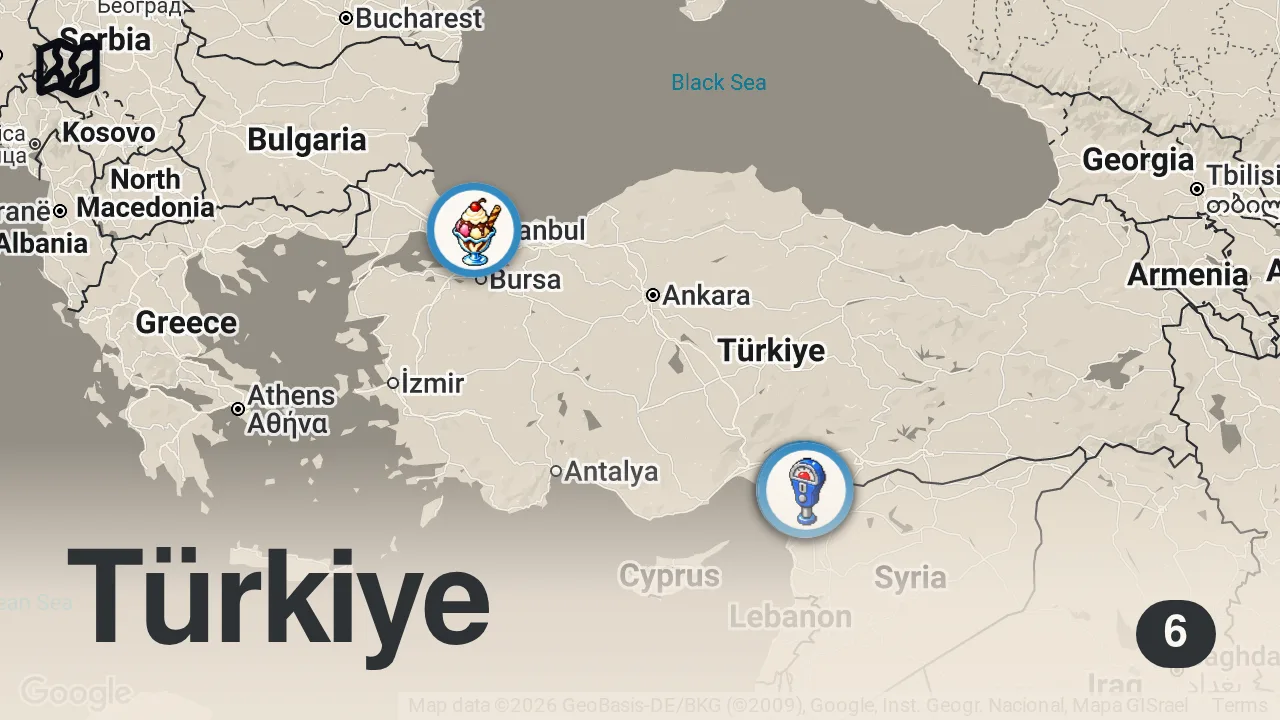 Map of 6 spots from ABİMLE İSKENDERUN SANAYİ LEZZETLERİ!!!