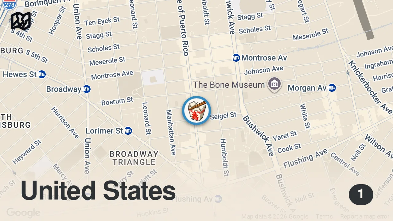 Map of 1 spot from This is where Puerto Rican people eat Chino Latino food in New York City