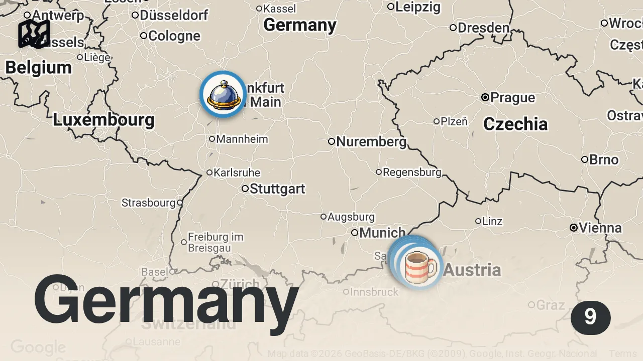 Map of 9 spots from Spectacular ridge hike at an altitude of 1,700 meters in the Berchtesgaden Land
