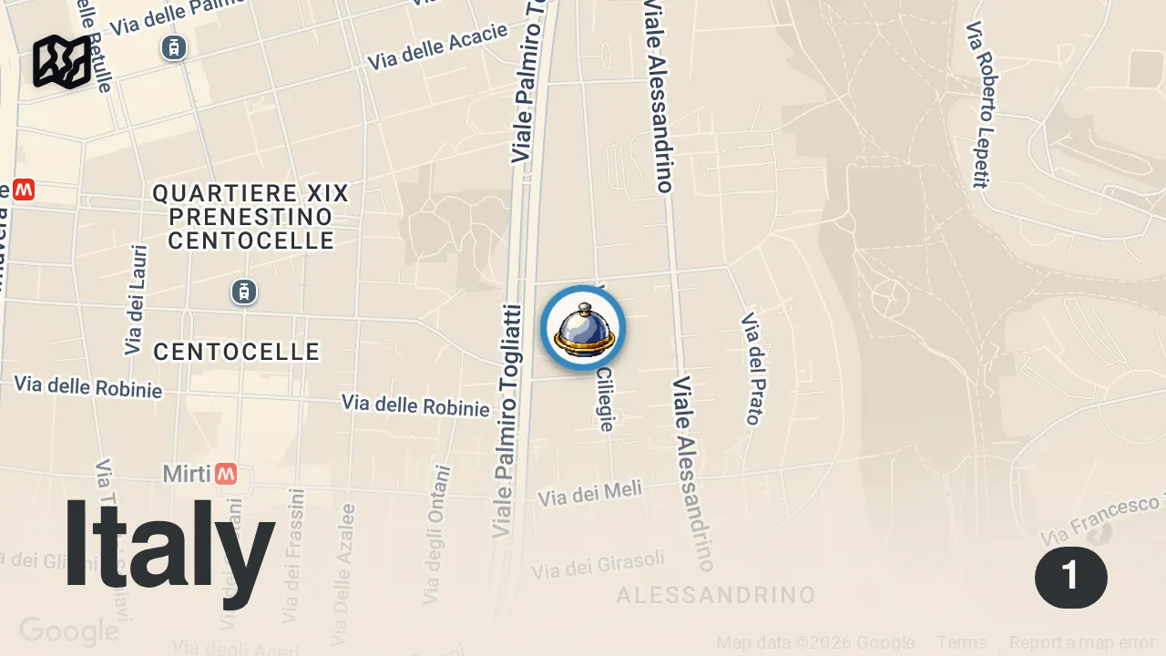 Map of 1 spot from La TRATTORIA più ROMANA di ROMA | Trattoria da Rita | PRATTQUELLO