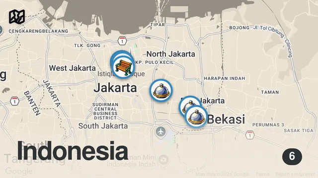 Map of CRAZY Indonesian street food - GIANT FISH HEAD + SATE PADANG - Indonesian street food in Jakarta