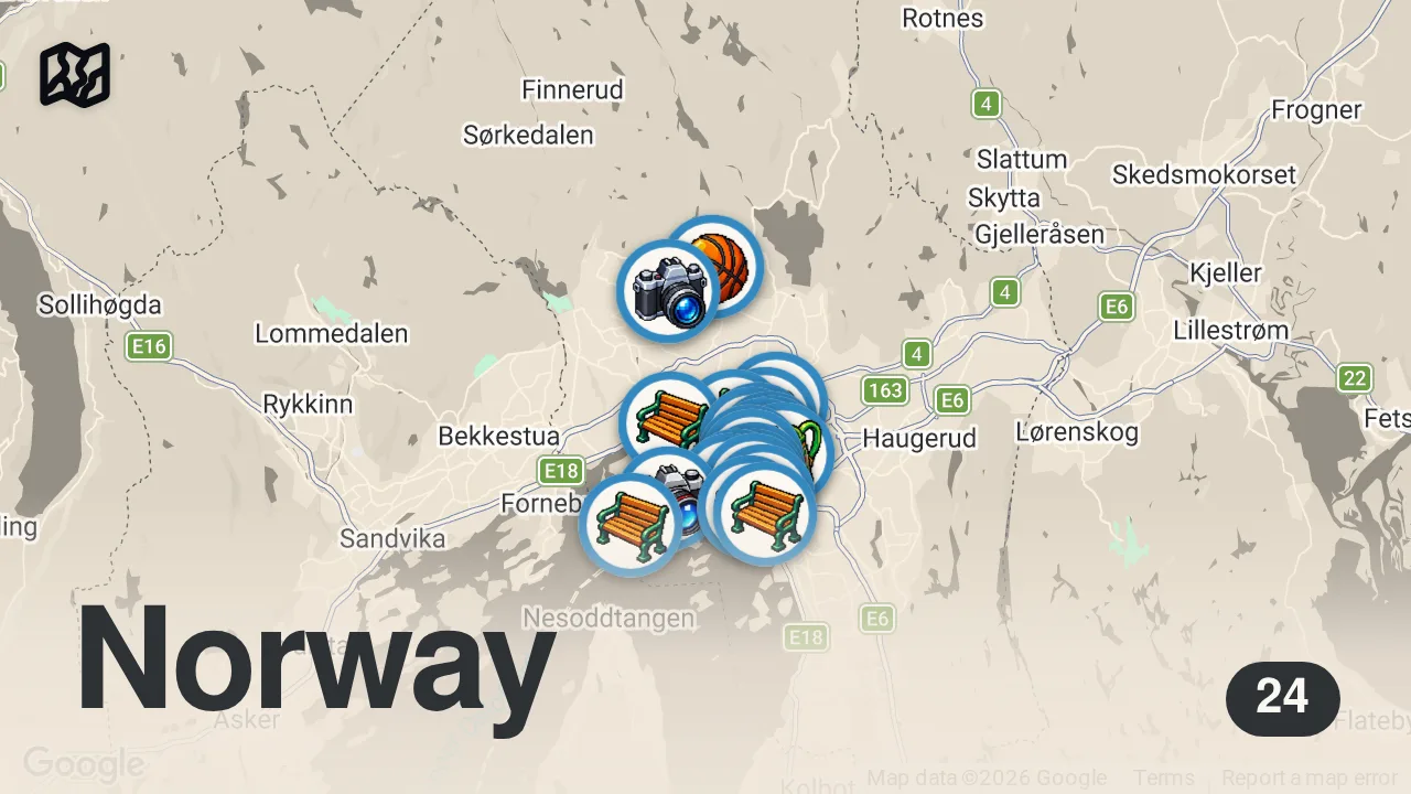 Map of 24 spots from 51 Tips I Wish I Knew Before Visiting Oslo, Norway