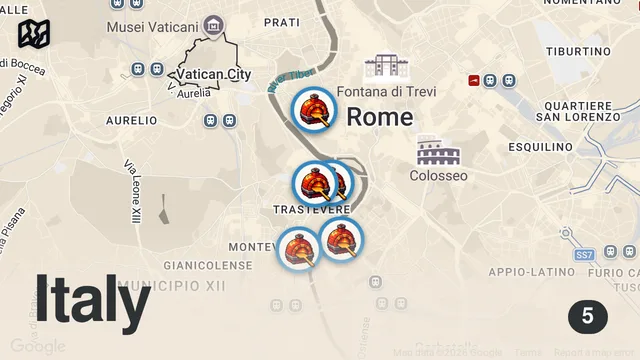 Map of TOP 5 PIZZA Places in ROME - Best Italian Pizza From Rome 🇮🇹