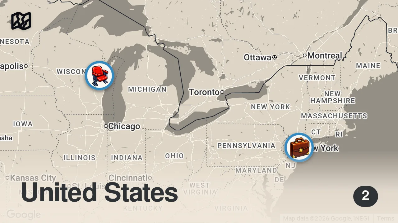 Map of 2 spots from How a Massive Team of Chefs Feeds 350,000 Fans at Golf's Biggest Event — Large Format