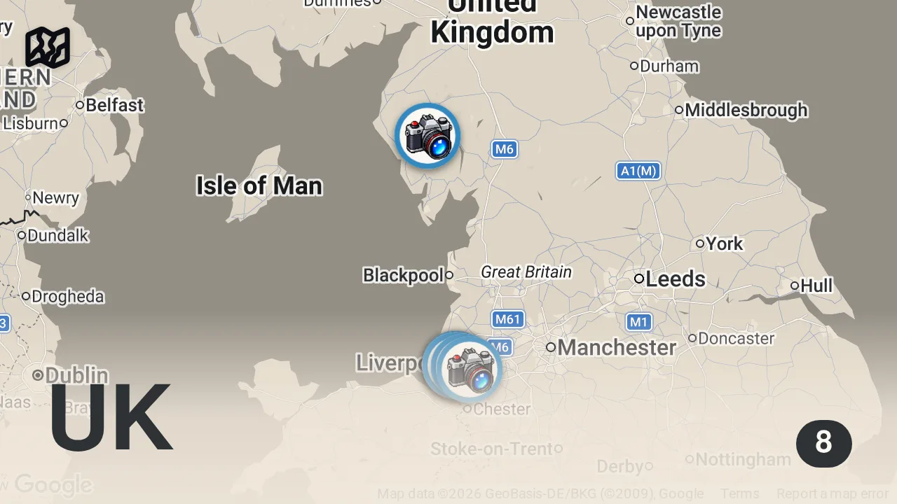 Map of 8 spots from PERFECT DAY IN LIVERPOOL ENGLAND