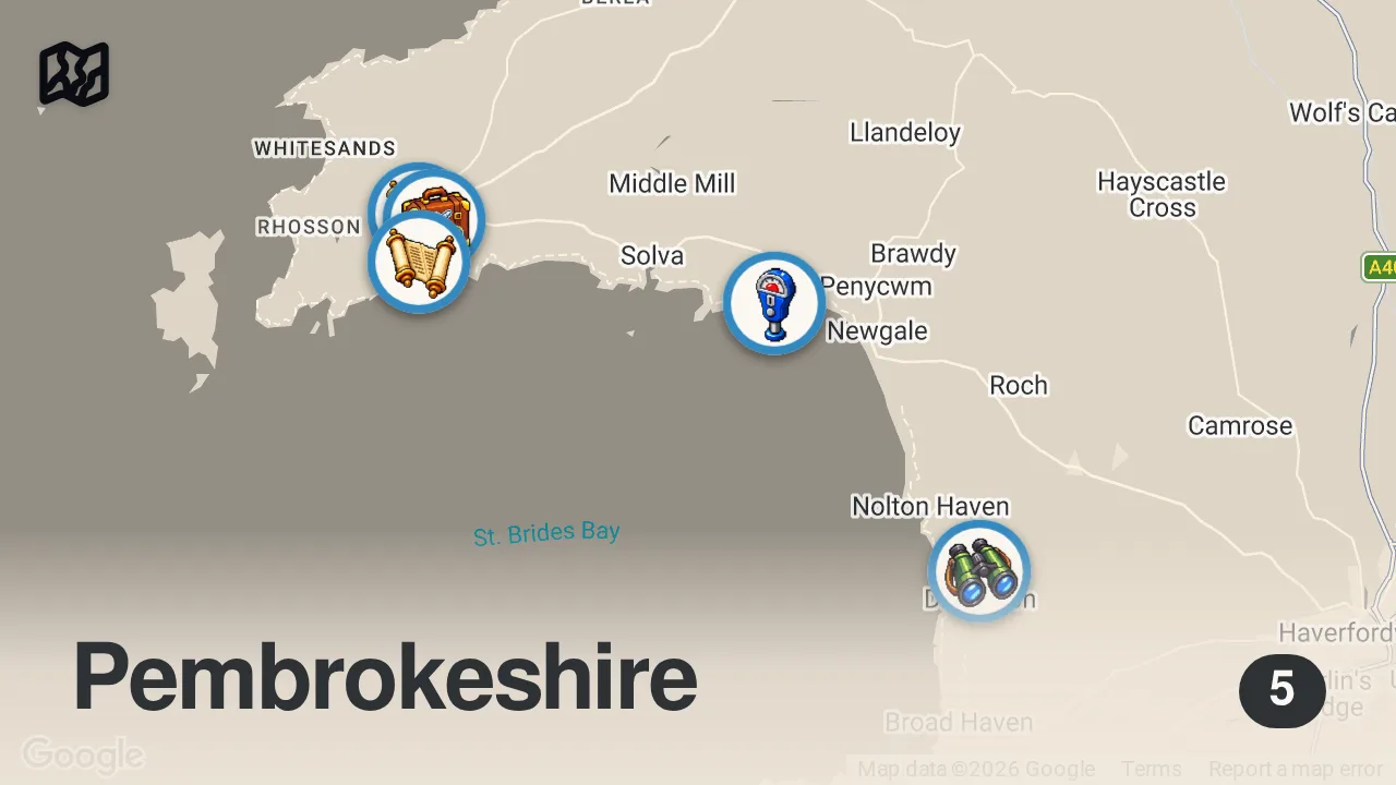 Map of 5 spots from What is Wales? | Wales United Kingdom Road Trip Series Ep.1