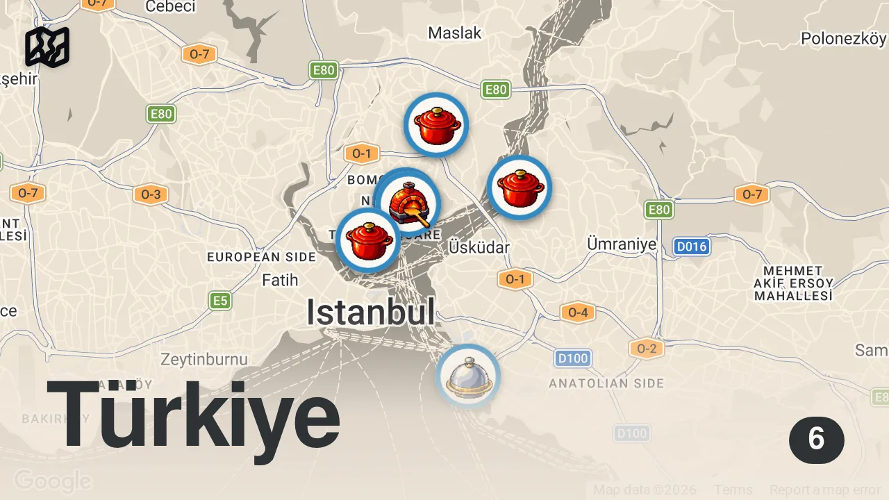 Map of 6 spots from İstanbul’da Pizza Avı: 5 Mekan Denedim