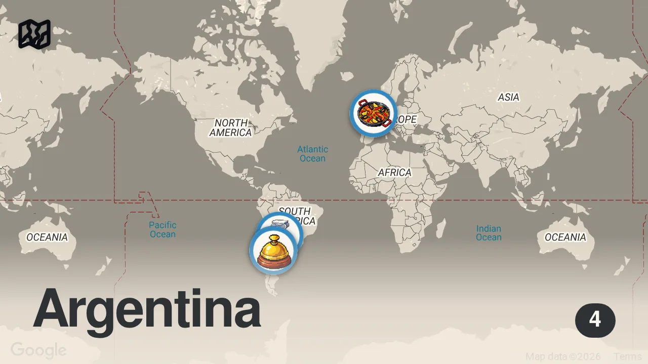 Map of 4 spots from MENDOZA, ARGENTINA | LAND OF MALBEC & ASADO