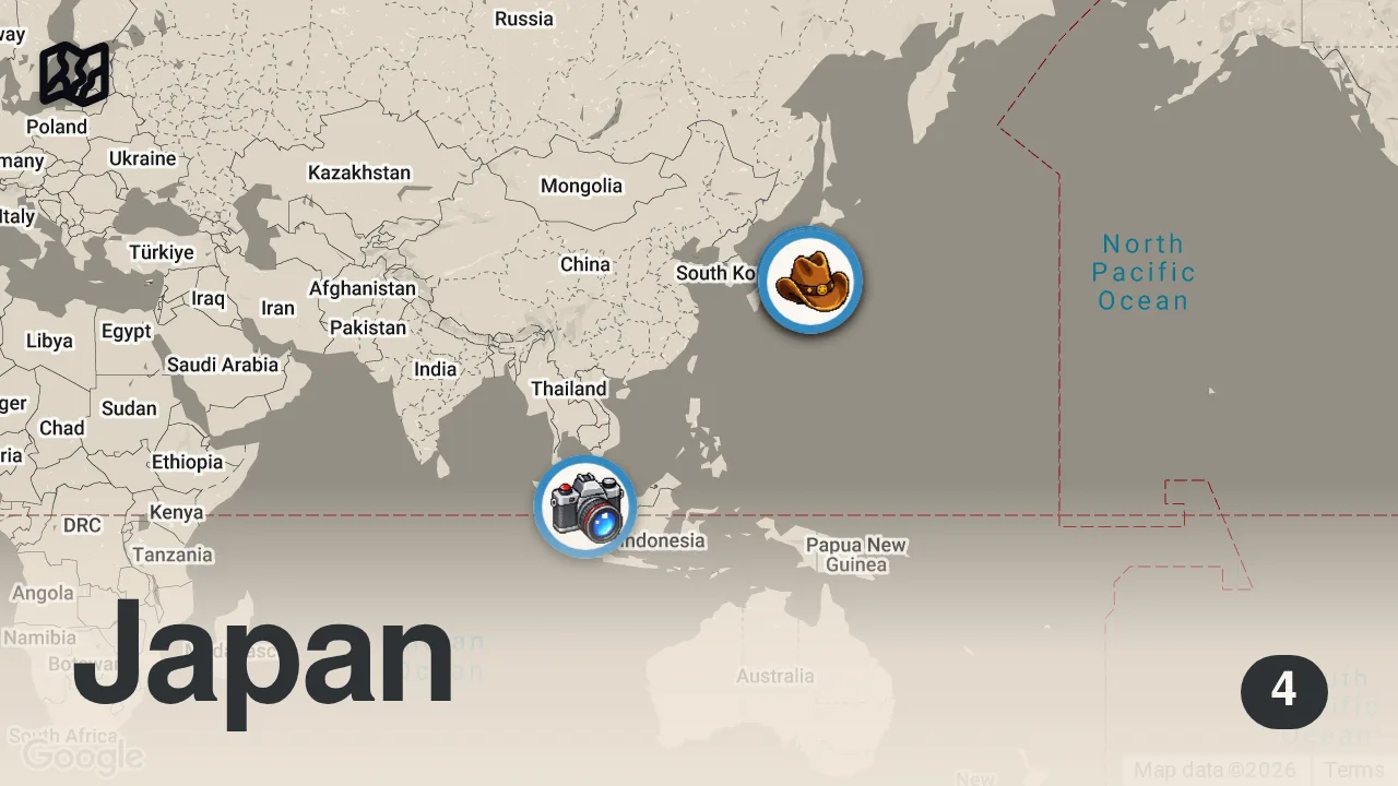 Map of 4 spots from I Found LITTLE SINGAPORE in Rural Japan (it's shocking)
