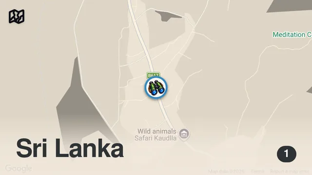 Map of Awesome Elephant Encounter on Safari in Sri Lanka