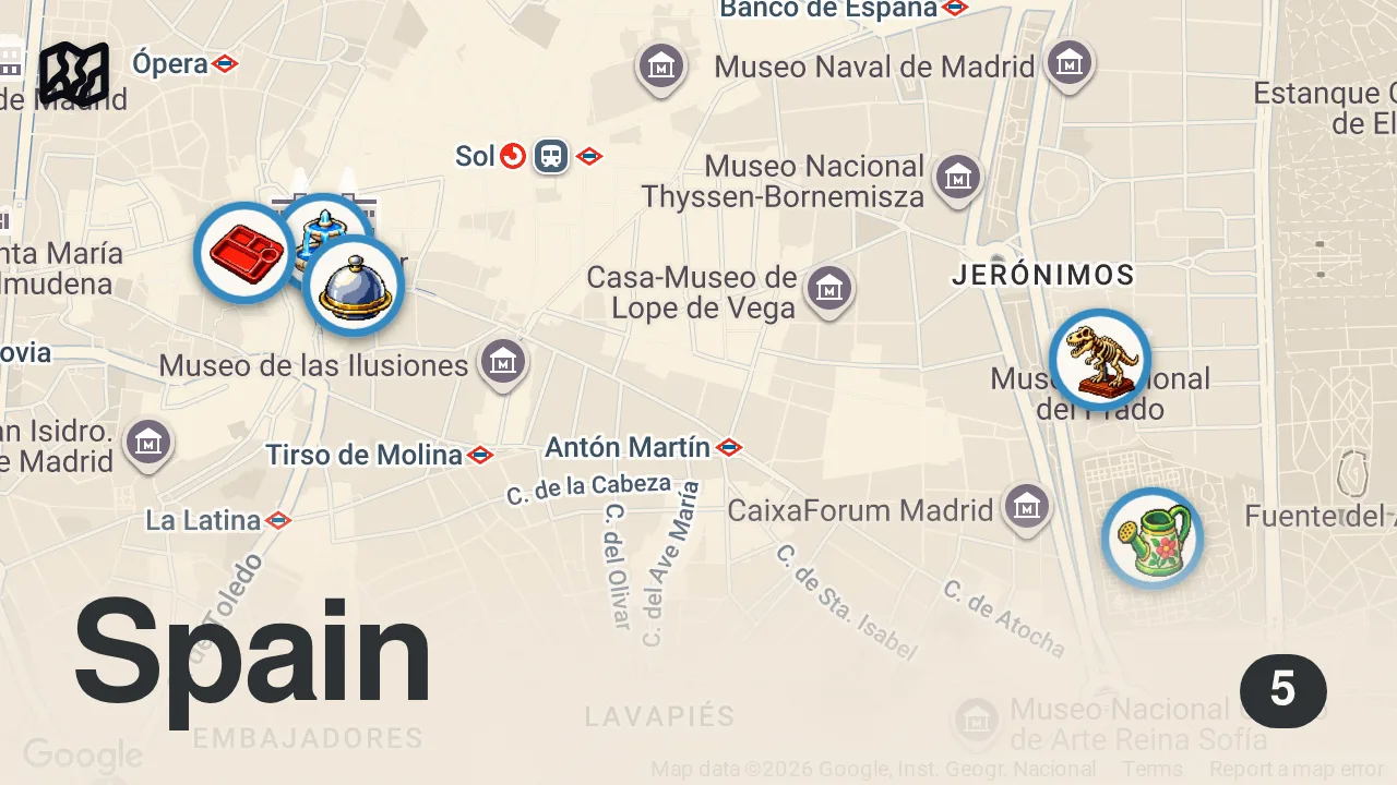Map of 5 spots from Madrid’de Ne Yenir? 😊😊