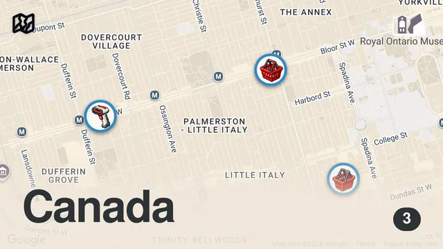 Map of TORONTO CANADA - KENSINGTON MARKET & CHINATOWN