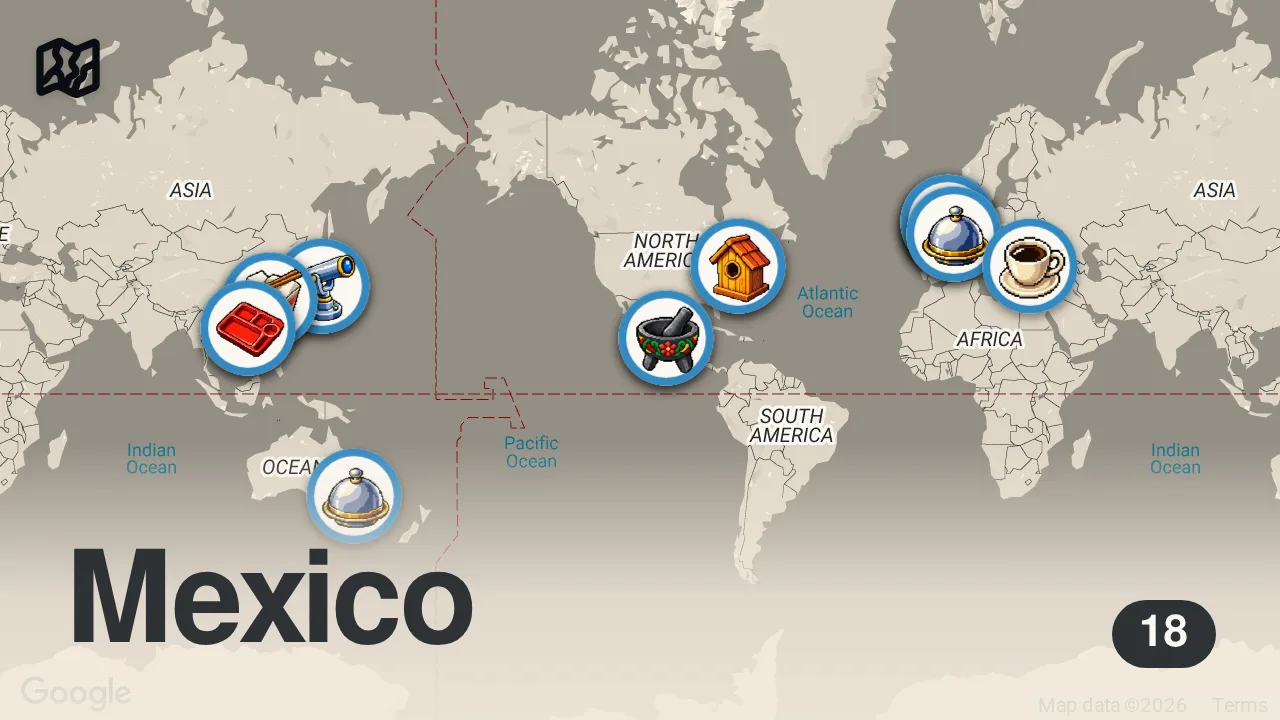 Map of 18 spots from Big Cities Around the World | No Reservations | Travel Channel