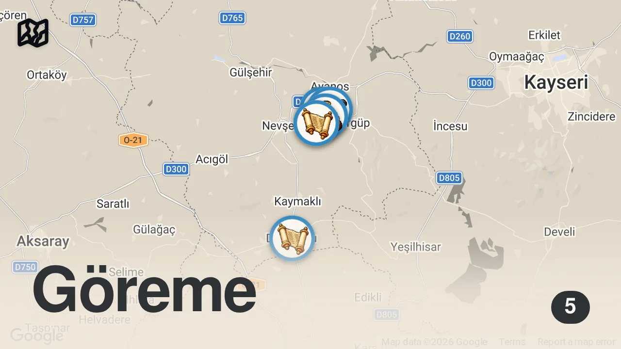 Map of 5 spots from كابادوكيا تركيا | أجمل 6 برامج سياحية مع أسعار 2026