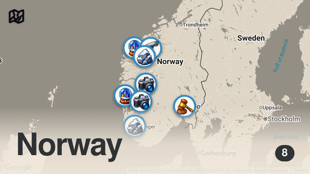 Map of 8 spots from 15 Things to Know Before You Go + Where to Go in Norway