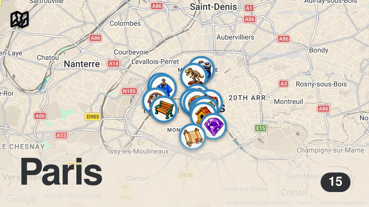 Map of 15 spots from How to Spend 4 Days in PARIS France | Travel Itinerary