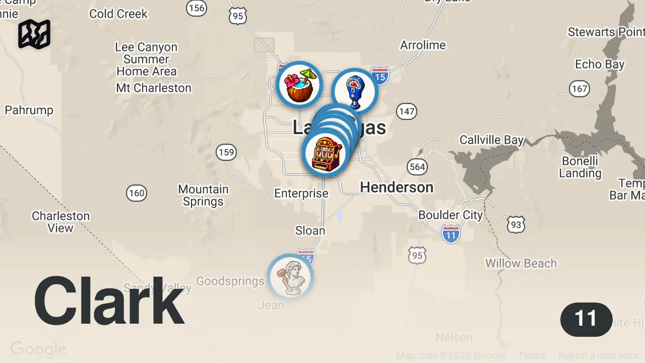 Map of 11 spots from 24 HOUR VEGAS FOOD ROAD TRIP
