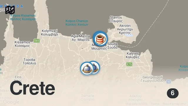 Map of 24 Hours In CRETE - Ultimate Greek Food Tour of Chania 🇬🇷