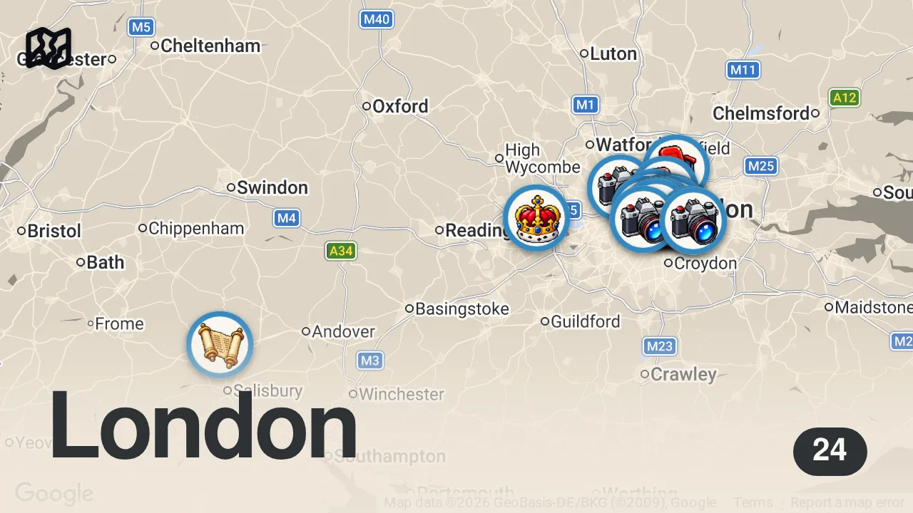 Map of 24 spots from LONDRES es caro, pero así visitamos todo esto por menos.