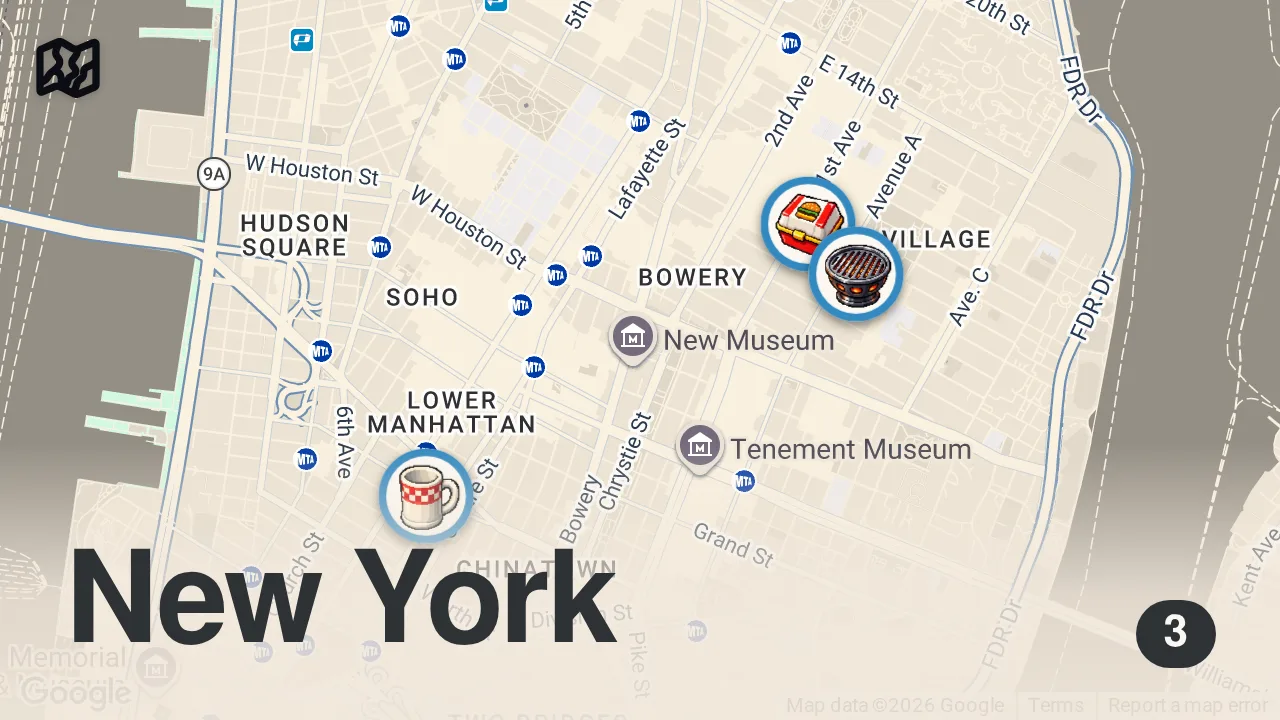 Map of 3 spots from Ist 7th Street Burger wirklich einer der besten Burger der Welt?