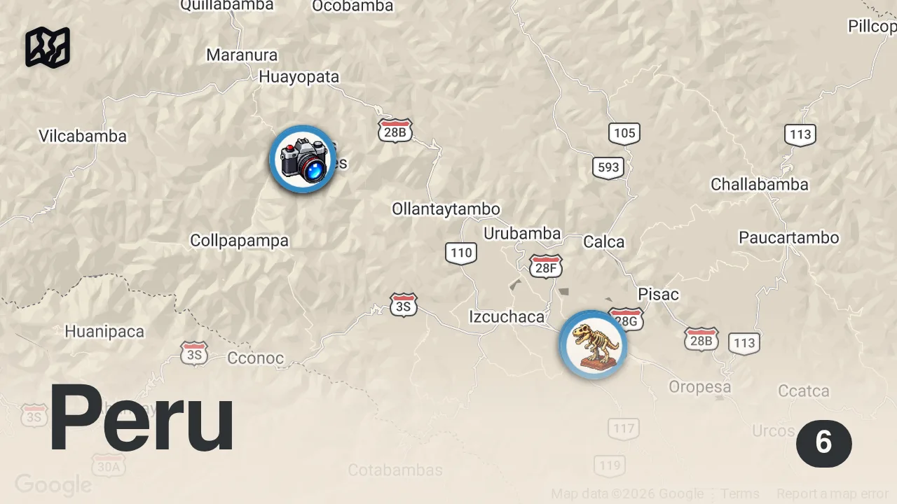 Map of 6 spots from Machu Picchu, Peru |  The Lost City of the Inca