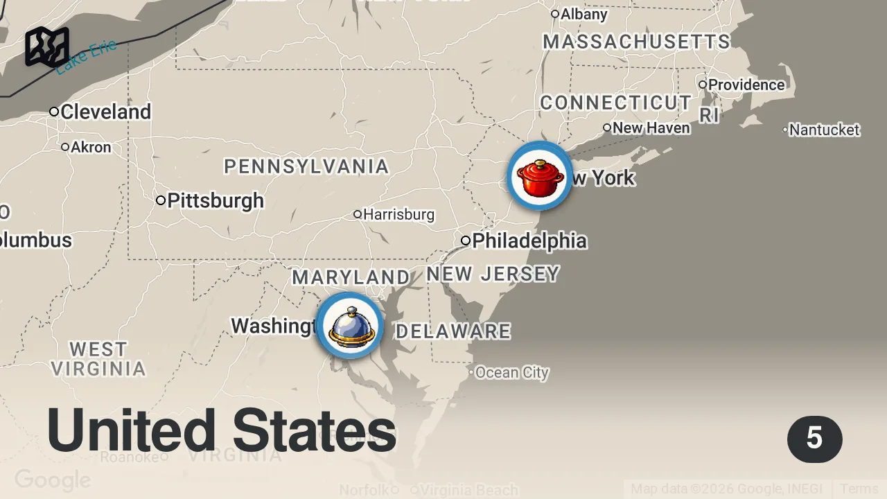 Map of 5 spots from I Asked Michelin Chefs How They Cook Steak