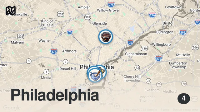Map of Best wings in Philly right now.